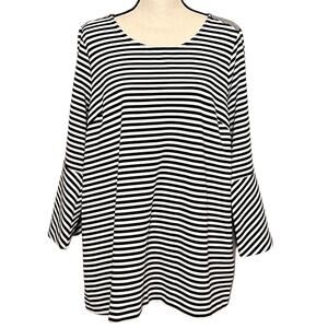 Alfani Black & White Bell Sleeve Top Size 2X